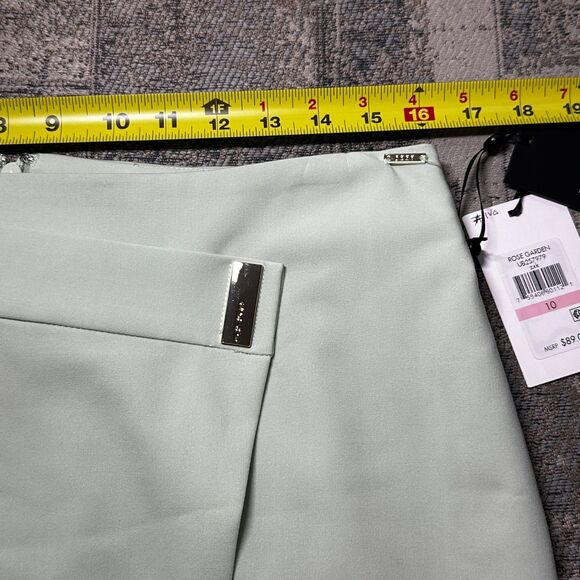 DKNY NWT Womens Asymmetrical Pencil Skirt sz 10 Rose Garden Green Office Career - Picture 3 of 12